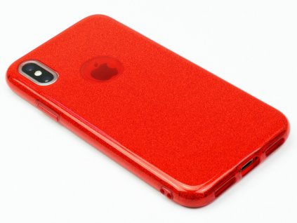 Gumový obal pro iPhone X se třpytkami Červený