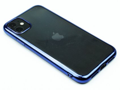 Gumový obal s lesklým rámečkem na iPhone 11 Modrý 1