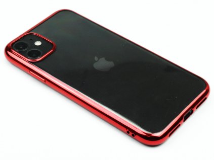 Gumový obal s lesklým rámečkem na iPhone 11 Červený 1