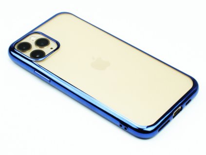 Gumový obal s lesklým rámečkem na iPhone 11 Pro Modrý 1