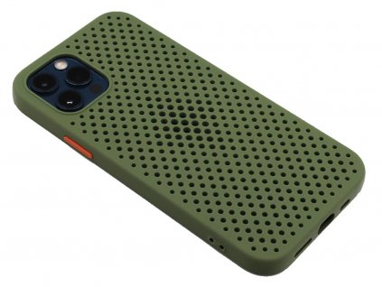 Gumový obal s dírkami na iPhone 12 (Pro) Zelený 1