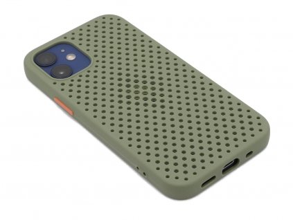 Děrovaný, gumový kryt na iPhone 12 Mini Zelený 1
