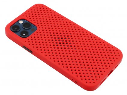 Děrovaný, gumový kryt na iPhone 12 Pro Max - Červený
