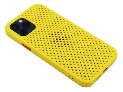 Gumový obal s dírkami na iPhone 12 (Pro) Žlutý 1