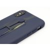 Gumový obal na iPhone X,XS se žlutým pruhem a držákem na prst Modrý 4