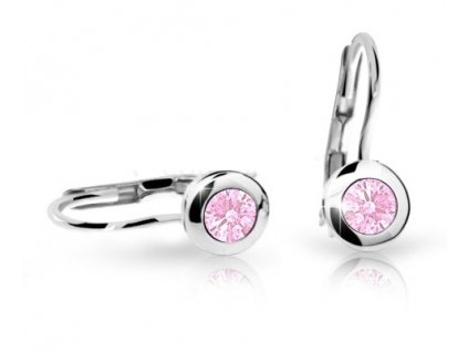 detske nausnicky cutie c1537 z bileho zlata s kaminkem pink zapinani klapka 5803