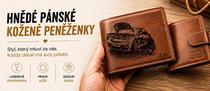Hnědé pánské kožené peněženky s personalizací