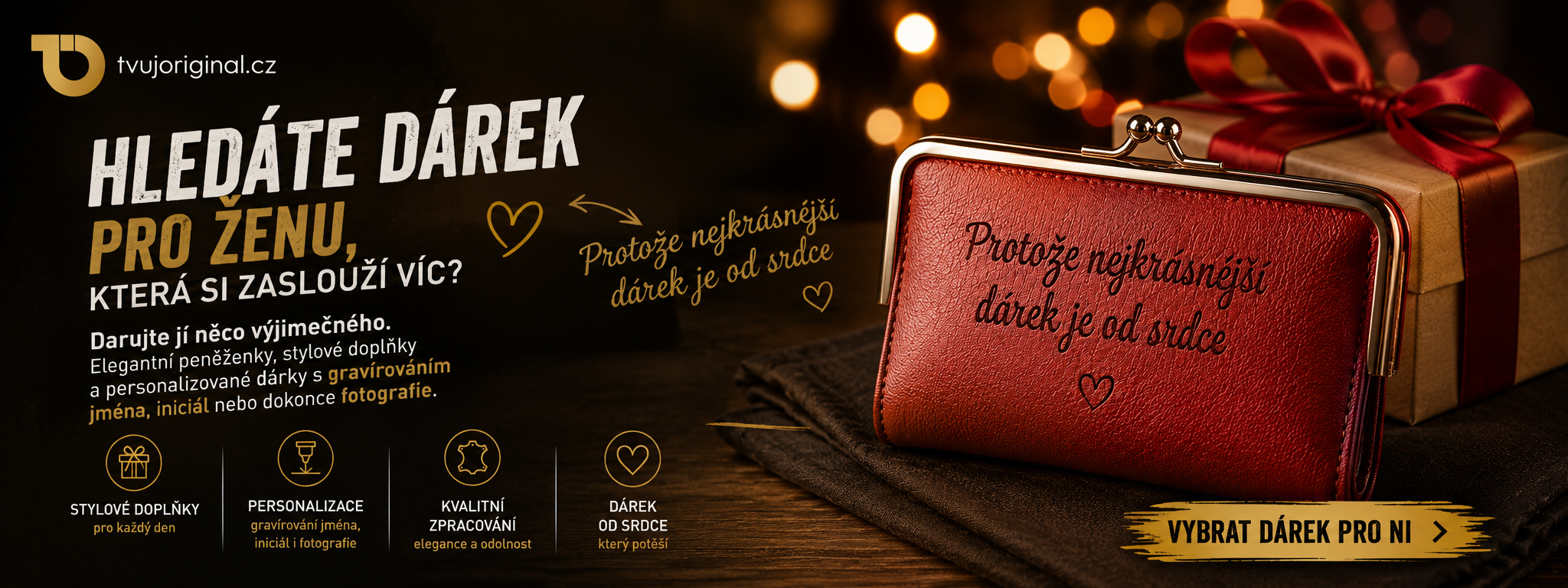 Jak dárek vybrat pro ženu? Prémiová personalizace od Tvujoriginal.cz