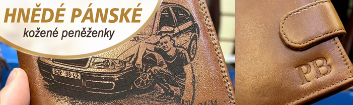 Hnědé pánské kožené peněženky s personalizací