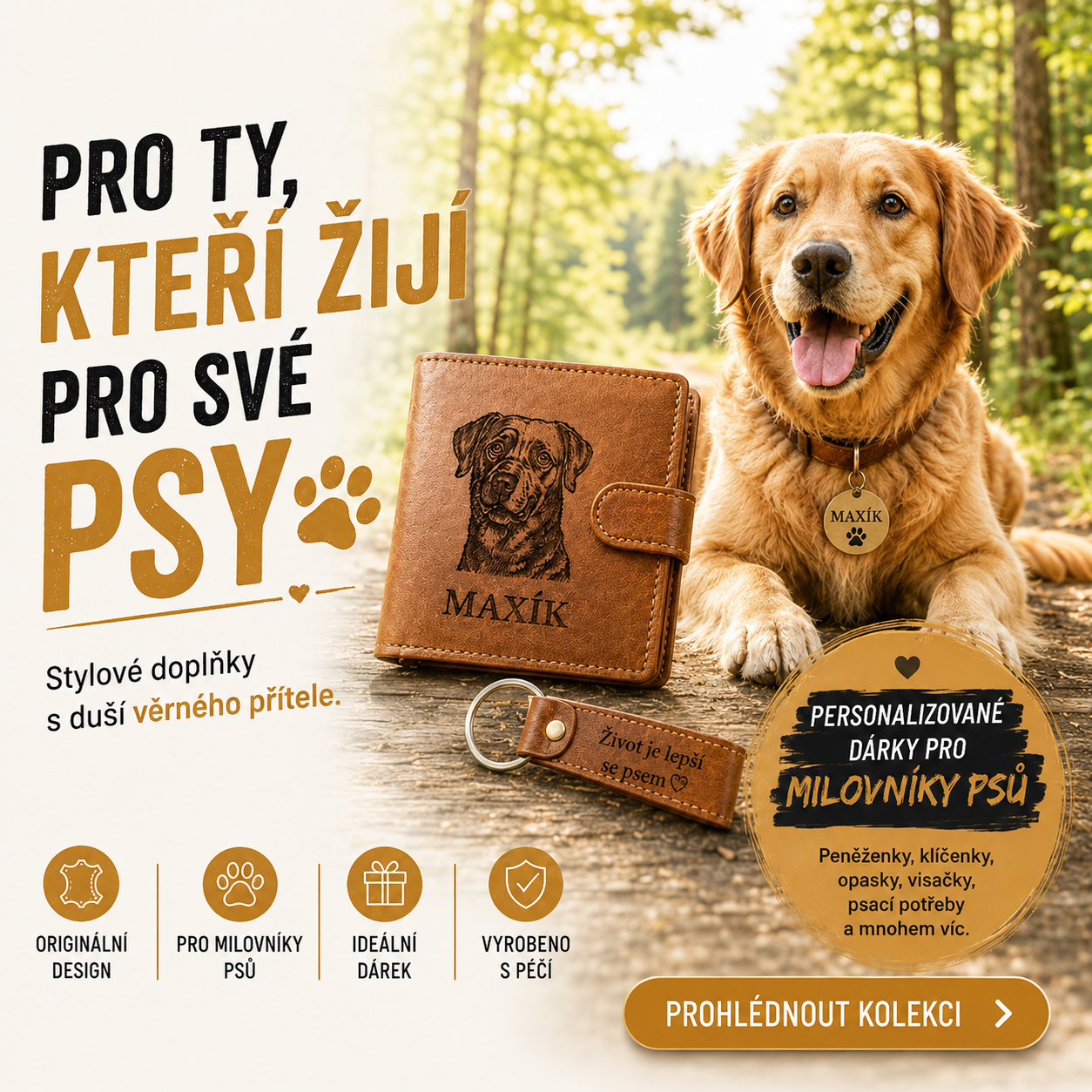 Luxusní kožené peněženky s motivem vlastního psa