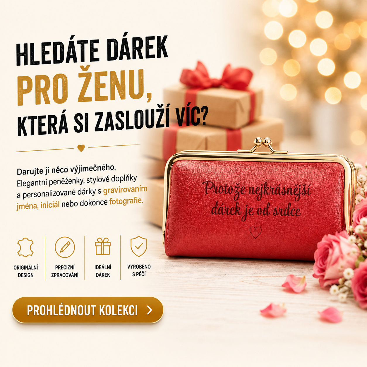 Luxusní dárky pro ženy, personalizované osobní dárky peněženky, tašky