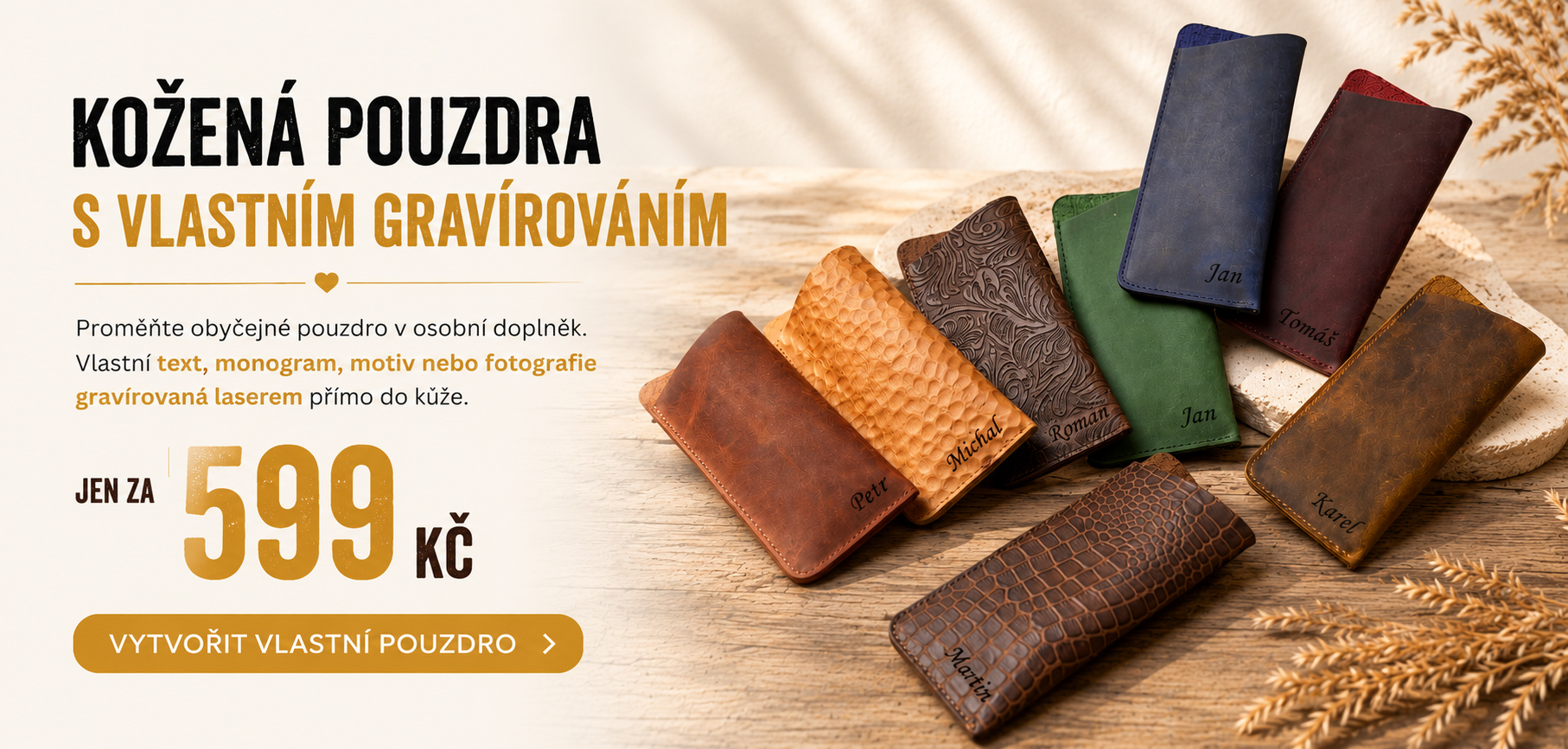 Kožená pouzdra na brýle s personalizací