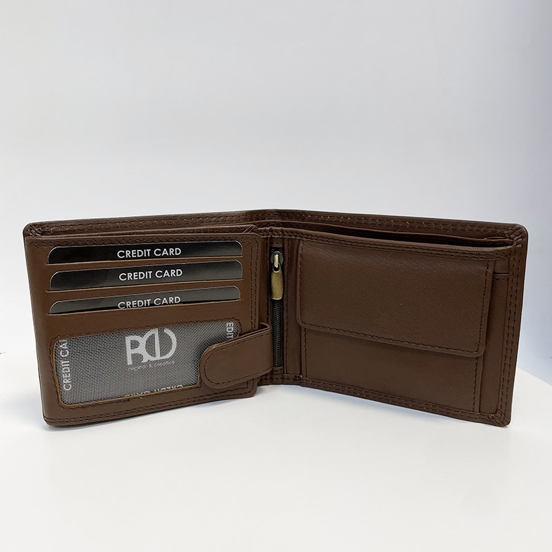 Pánská tmavě hnědá NAPPA kožená peněženka RFID BEORIGINAL Leather s monogramem
