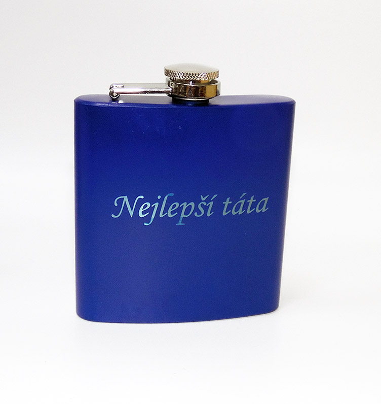 Placatka modrá 180 ml BEORIGINAL – s monogramem, textem nebo fotkou