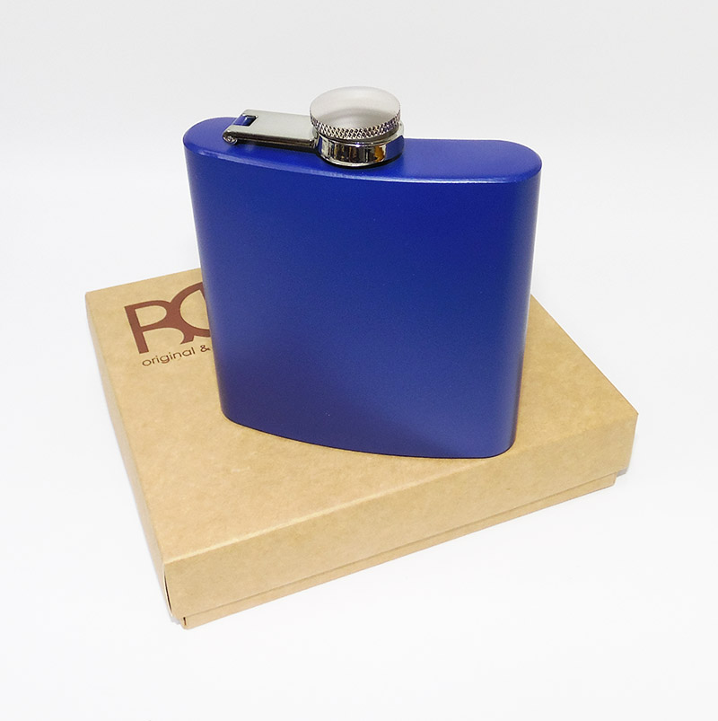 Placatka modrá 180 ml BEORIGINAL – s monogramem, textem nebo fotkou