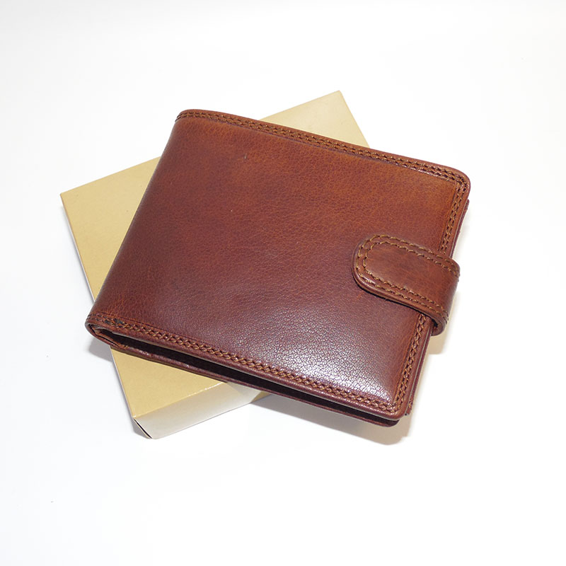 Pánská hnědá kožená peněženka Premium Leather – monogram, text nebo fotka