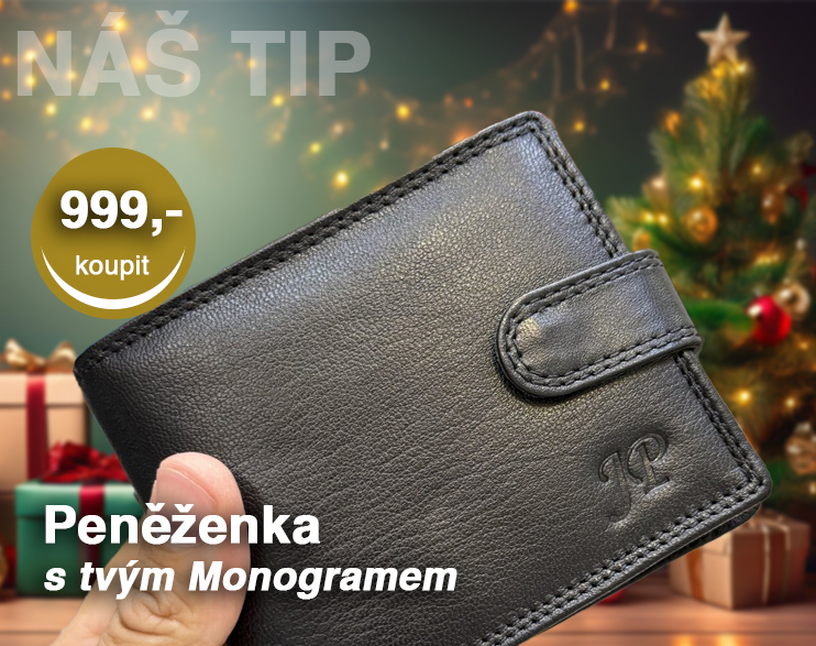 Tip na dárek na vánoce pro muže - peněženka s monogramem