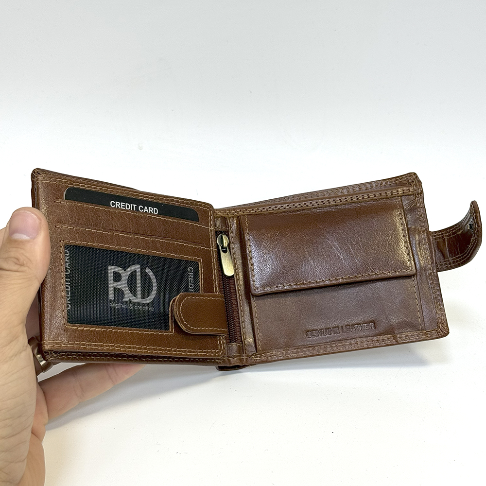 Pánská kožená peněženka PREIMUM Leather hnědá s RFID ochranou a monogramem