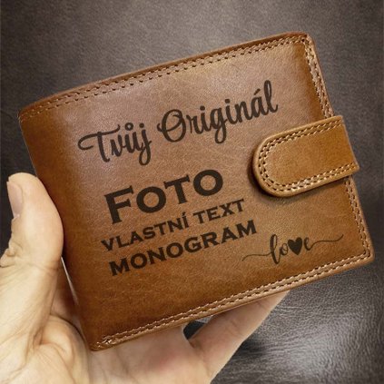 Pánská kožená peněženka ROYAL Leather s monogramem, textem nebo fotkou