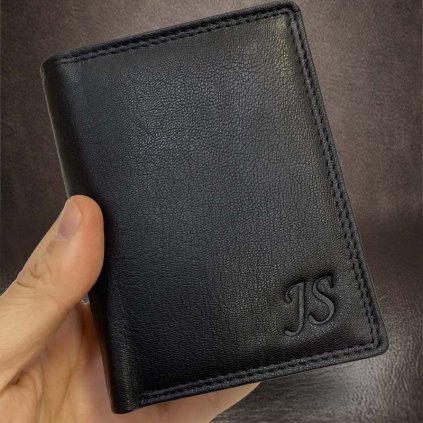 Pánská kožená peněženka RFID BULL Leather s monogramem (ražba)