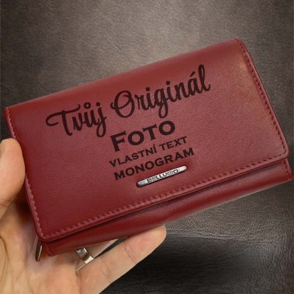 Dámská červená kožená peněženka BELLUGIO s monogramem a vlastním textem