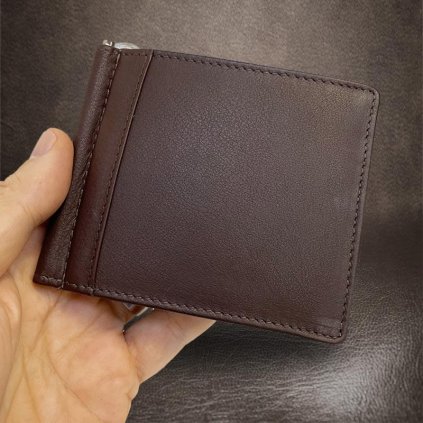 Pánská hnědá kožená dolarovka BEORIGINAL Leather s monogramem (ražba)