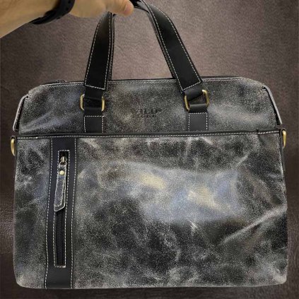 Pánská černá WILD Leather kožená business taška přes rameno | velikost XL extra velká