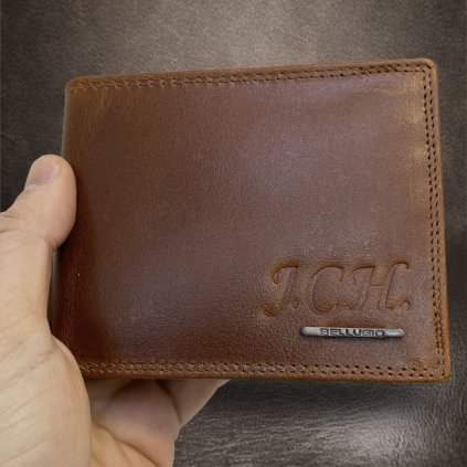 Pánská kožená peněženka Bellugio Leather RFID s monogramem (ražba)