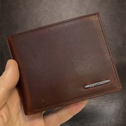 Pánská kožená peněženka Bellugio Leather RFID s monogramem (ražba)