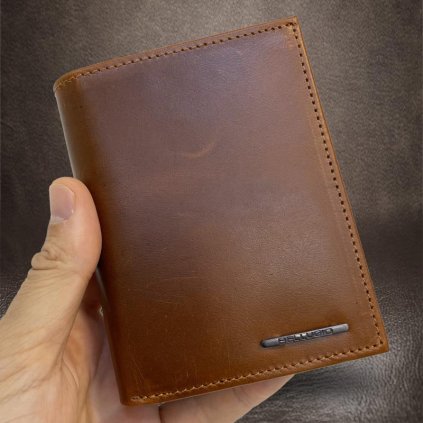 Pánská kožená peněženka Bellugio Leather RFID s monogramem (ražba)