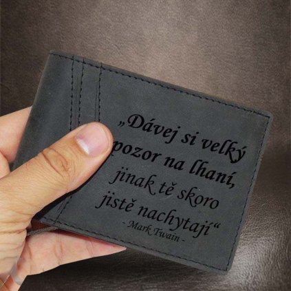 Černá kožená dolarovka BEORIGINAL Leather s monogramem a vlastním textem