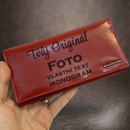 Dámská červená kožená peněženka BELLUGIO Leather s monogramem a vlastním textem
