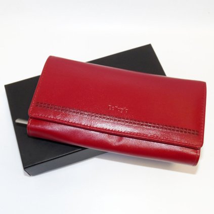 Dámská červená kožená peněženka BELLUGIO Leather s monogramem a vlastním textem