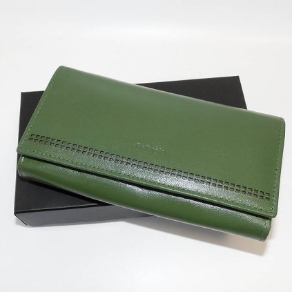 Dámská zelená kožená peněženka BELLUGIO Leather s monogramem a vlastním textem