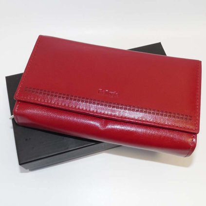 Dámská červená kožená peněženka BELLUGIO Leather s monogramem a vlastním textem
