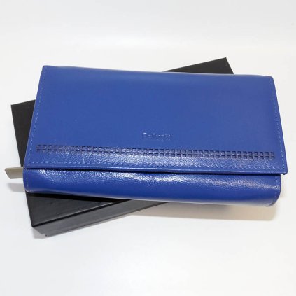 Dámská modrá kožená peněženka BELLUGIO Leather s monogramem a vlastním textem