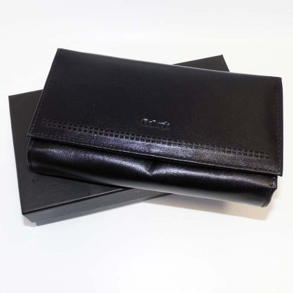 Dámská černá kožená peněženka BELLUGIO Leather s monogramem a vlastním textem
