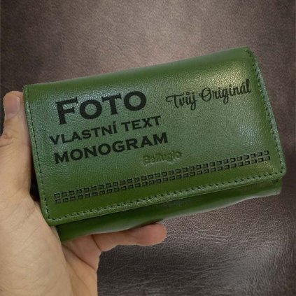 Dámská zelená kožená peněženka BELLUGIO s monogramem a vlastním textem