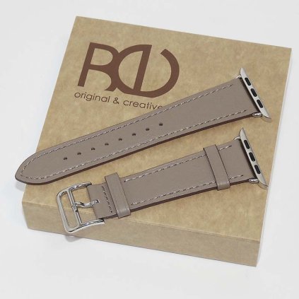 Šedý kožený řemínek pásek pro Apple IWATCH BE ORIGINAL s vlastním monogramem, textem nebo obrázkem