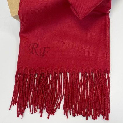 Luxusní pašmínová šála červená s vlastním monogramem