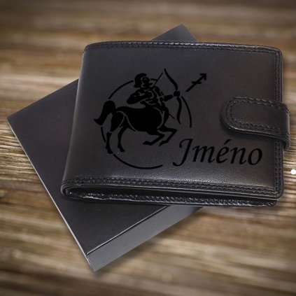 AKCE - zvěrokruh (23. 11. – 21. 12.) STŘELEC a jméno na pánské kožené peněžence Premium Leather + mince pro štěstí