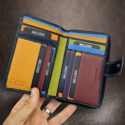 Dámská černá MULTICOLOR kožená peněženka BELLUGIO s monogramem