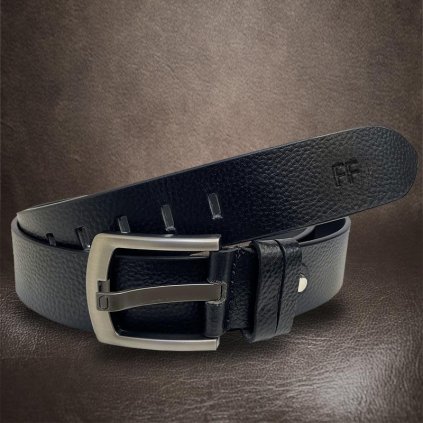 Pánský černý kožený pásek EXCLUSIVE Leather s monogramem (ražba) lze zkrátit