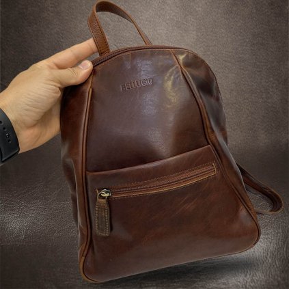 Dámský kožený batoh kabelka DOUBLE přes rameno BELLUGIO Leather | velikost M středně velká