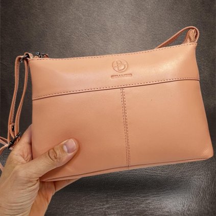 Dámská broskvová kožená kabelka BELLUGIO Leather | velikost S malá