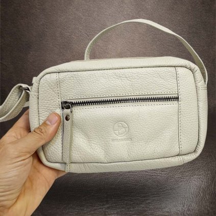 Dámská béžová kožená kabelka crossbody BELLUGIO Leather | velikost S malá