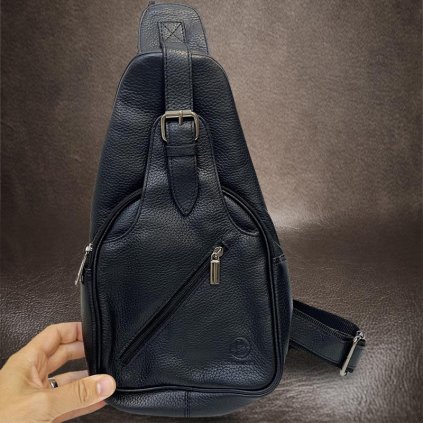 Dámská černá kožená kabelka ledvinka BELLUGIO Leather | velikost M středně velká
