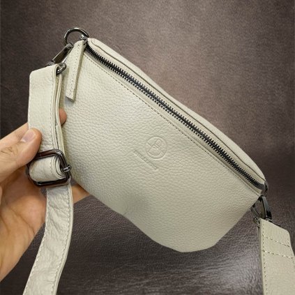 Dámská béžová kožená ledvinka BELLUGIO Leather | velikost S malá