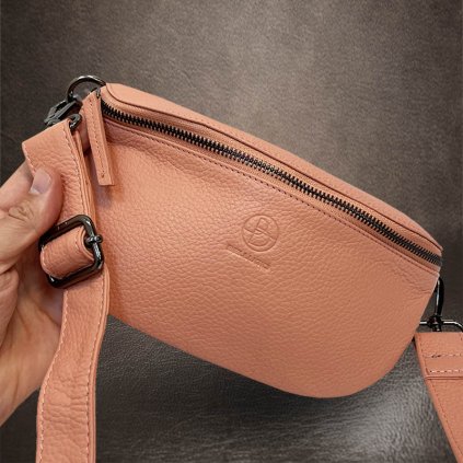 Dámská broskvová kožená ledvinka BELLUGIO Leather | velikost S malá