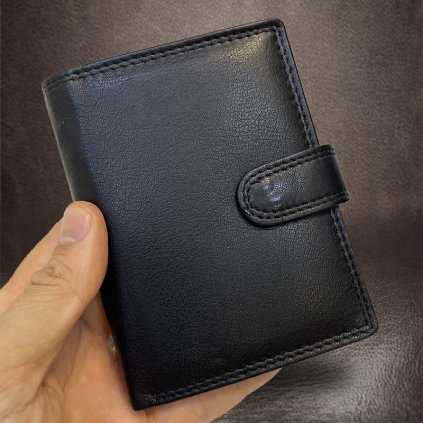 Pánská černá SOFT kožená peněženka RFID BEORIGINAL Leather s monogramem (ražba)